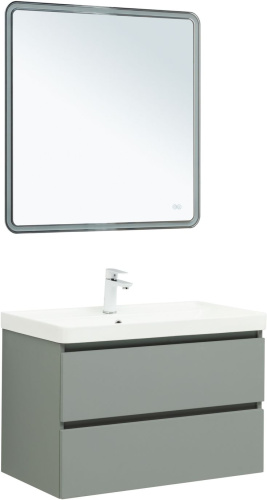 Тумба под раковину Aquanet Вега 2.0 00337961 79х46х50 подвесная цвет зеленый/серый - фото 5