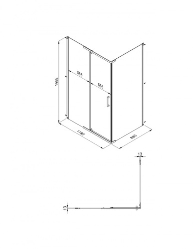 Душевой уголок Тритон Терра-Голд Щ0000073934 120х90 стекло прозрачное профиль хром без поддона - фото 2