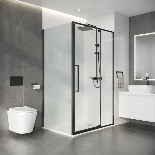 Душевой уголок Niagara Nova NG-35-11AGR-A80GR-34 110х80 стекло прозрачное профиль графит матовый без поддона - фото 3