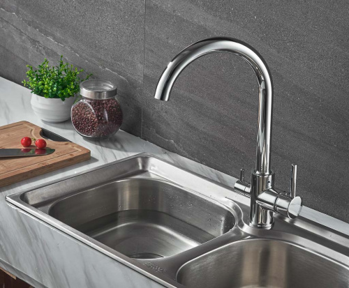 Смеситель для кухни AQG DUO 05SPL560CR на столешницу хром - фото 2