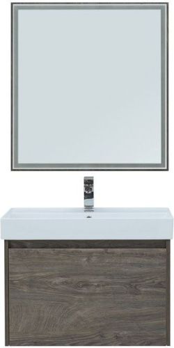 Комплект мебели: тумба с раковиной + зеркало Aquanet Nova Lite 00242295 80х50 напольный цвет коричневый - фото 3