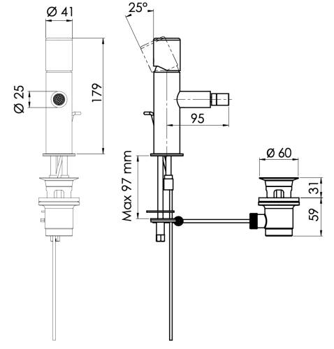Смеситель Daniel Trilogy TG604CR на биде хром - фото 3