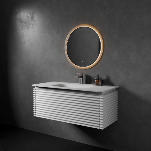 Тумба с раковиной+зеркало Art Decco Jacqueline (Жаклин) AJC10W34S1M0 100x45x40 подвесная цвет белый - фото 2