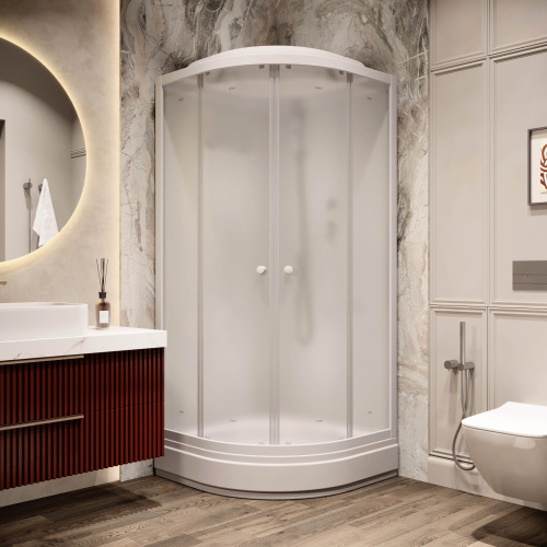 Душевая кабина Parly Bianco BM101 100х100 четверть круга с крышей