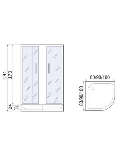 Душевой уголок River DON 10000002287 90х90 стекло матовое профиль хром матовый без поддона - фото 2