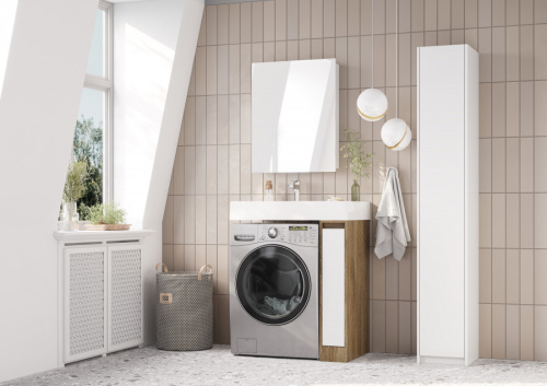 Зеркало-шкаф Aquaton Лондри 1A278502LH010 57х13х75 подвесной цвет белый - фото 5