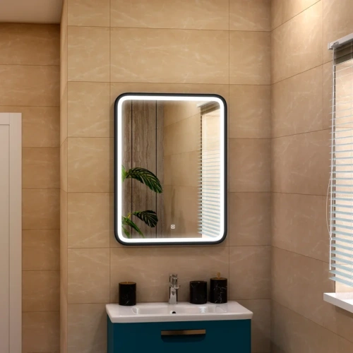 Зеркало в ванную Art&Max GENOVA AM-Gen-600-800-DS-F 60х80 цвет черный - фото 2