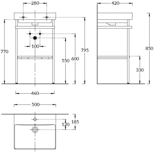 Консоль под раковину Kerama Marazzi PRO PRO.50.02\BLK.M 46х42х77 подвесная цвет черный - фото 2