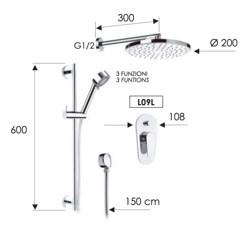 Душевая система Remer Class Line L09S01 встраиваемая в стену - фото 2