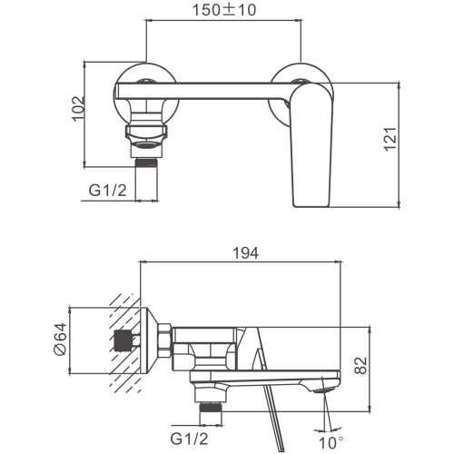 Смеситель для ванны и душа BELZ B60533-7 настенный черный - фото 2