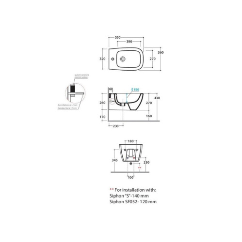 Биде Globo Genesis GNS09.AR*1 подвесное - фото 2