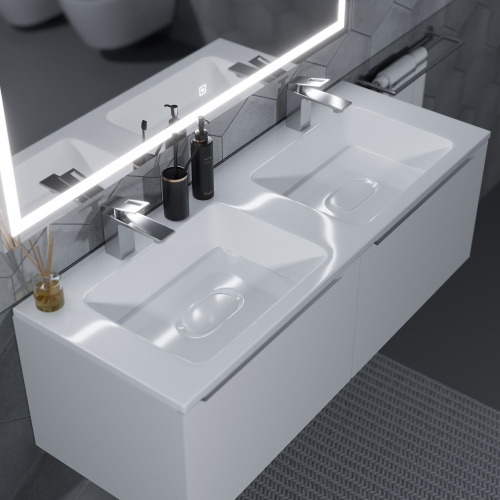 Раковина из литьевого мрамора Uperwood Modul 2911020342 112х45 полувстраиваемая цвет белый - фото 2