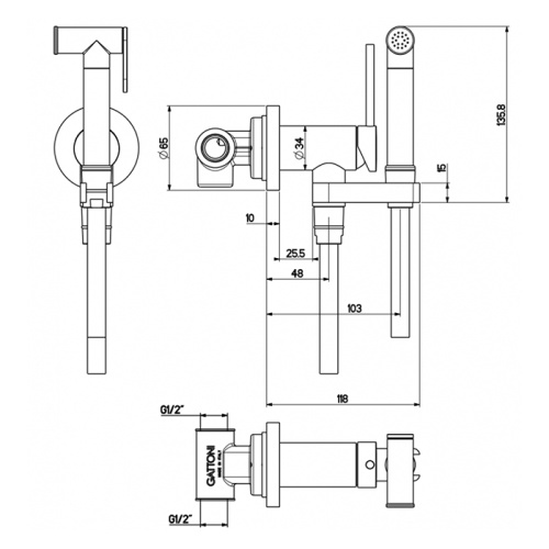 Гигиенический душ Gattoni Programma doccia RT010C0 хром - фото 2