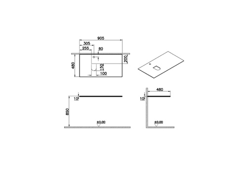 Столешница Vitra Origin 65713 91х48 накладная цвет белый - фото 3