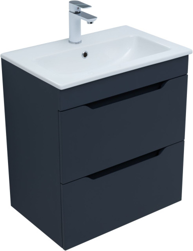 Тумба под раковину Aquanet Практика 00330458 58х39х64 напольная/подвесная цвет синий - фото 4