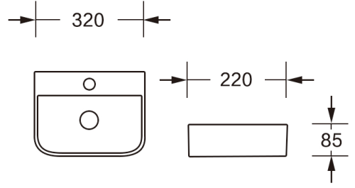 Раковина из сантехнического фарфора MILLEAU PERL MU1010A-GW 32х22 подвесная цвет белый глянцевый 1 отверстие под смеситель - фото 2
