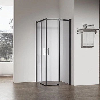 Душевой уголок Veconi Rovigo RV50B-8080-01-C8 80х80 стекло прозрачное профиль черный без поддона