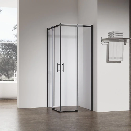 Душевой уголок Veconi Rovigo RV50B-100100-01-C8 100х100 стекло прозрачное профиль черный без поддона