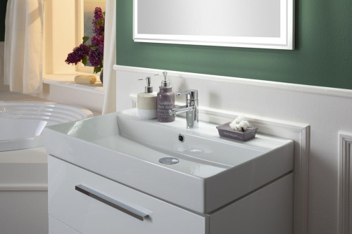 Раковина керамическая Aquanet Латина 00242338 76х46 полувстраиваемая цвет белый 1 отверстие под смеситель - фото 3