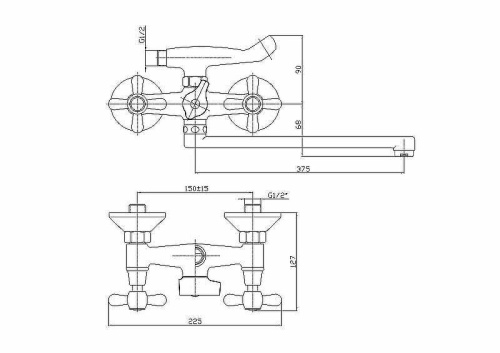 Cмеситель для ванны и душа Haiba HB2225 настенный хром - фото 2