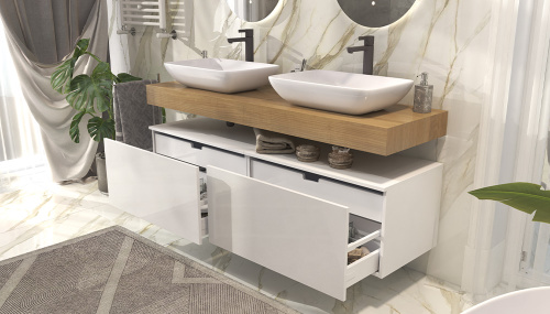 Тумба Velvex UNIT tpUNI.80.H40.Y.VY-223 80х48х40 подвесная цвет белый лед - фото 3