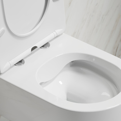 Унитаз подвесной Ceramica Nova MODENA CN6063 белый глянцевый с сиденьем микролифт безободковый душевой смыв - фото 3