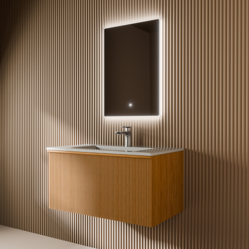 Тумба с раковиной+зеркало Art Decco Andy (Энди) AAN08W11S1M0 80x45x40 подвесная цвет белый дуб - фото 3