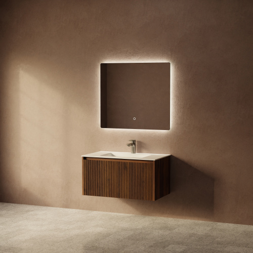 Тумба с раковиной+зеркало Art Decco Camilla (Камилла) ACM08W22S2M0 80x45x40 подвесная цвет черный орех - фото 2