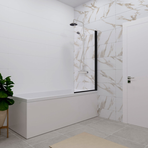 Душевая шторка на ванну Тритон Соло-Блэк Щ0000051154 75х140 стекло прозрачное профиль черный ориентация универсальная - фото 4