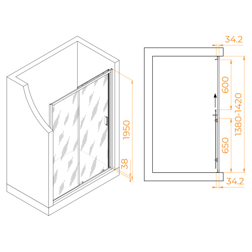 Душевая дверь RGW Passage 41081414-110 140х195 стекло прозрачное профиль сатин - фото 2