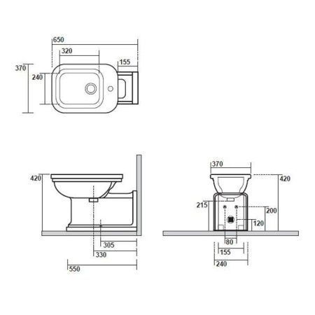 Биде напольное Kerasan Waldorf 4120K1bi/cr*1 цвет белый