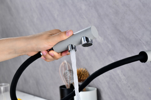 Смеситель для кухни Paulmark SERPENTINE Se213222-GRS на раковину серый дым - фото 5