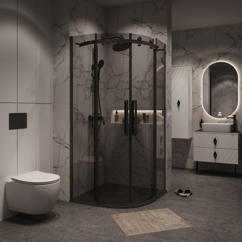 Душевой уголок Grossman Classic 301.K33.04.9090.21.10 90х90 стекло тонированное профиль черный матовый без поддона - фото 3