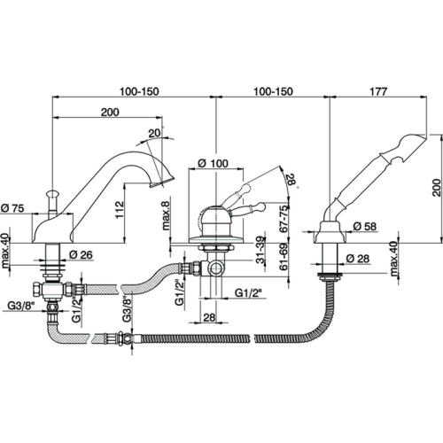 Смеситель Cisal Arcana Royal AY00126027 на борт ванны бронза - фото 2