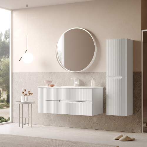 Шкаф-пенал Orka Moonlight 3001318 40х27х138 подвесной цвет белый матовый - фото 4