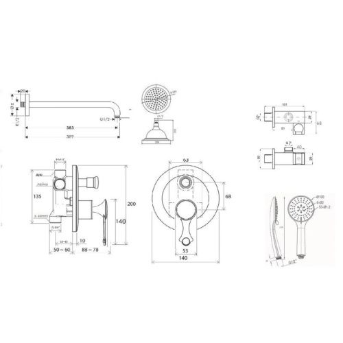 Душевая система Bronze de Luxe NT800/B02-2 встраиваемая в стену цвет хром - фото 3