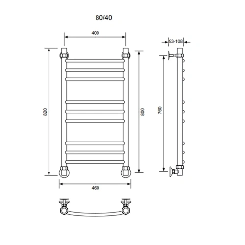 Полотенцесушитель Veconi Nemi-A N8040GR-A 40х80 водяной графит - фото 3