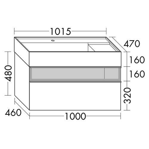 Тумба с раковиной Burgbad Yumo SFKL102 F3193 G0179 C0001*1 101х47х64 подвесная цвет белый глянцевый - фото 2