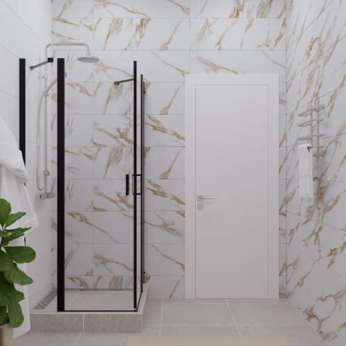 Душевой уголок Тритон Тау-Блэк Щ0000054036 90х90 стекло прозрачное профиль черный без поддона - фото 3