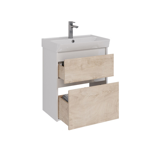 Тумба под раковину LeMark Combi LM03C60T-dub 57х35х65 напольная/подвесная цвет дуб канти/белый - фото 2