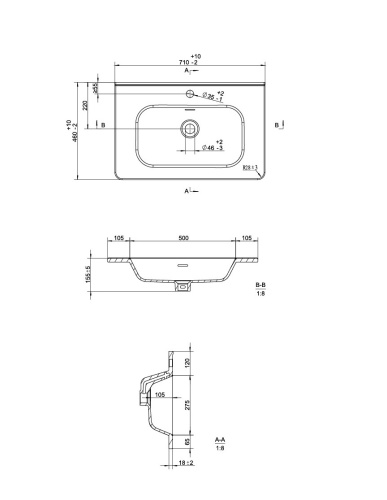 Раковина керамическая Uperwood Monica RMonica80wg 81х46 полувстраиваемая цвет белый - фото 2