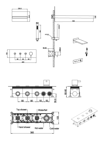 Душевая система Boheme Fusion 130-BG встраиваемая цвет черный - фото 2