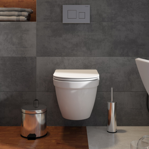 Унитаз подвесной Teymi Vitra Pro T40806 белый с сиденьем микролифт безободковый каскадный смыв - фото 4