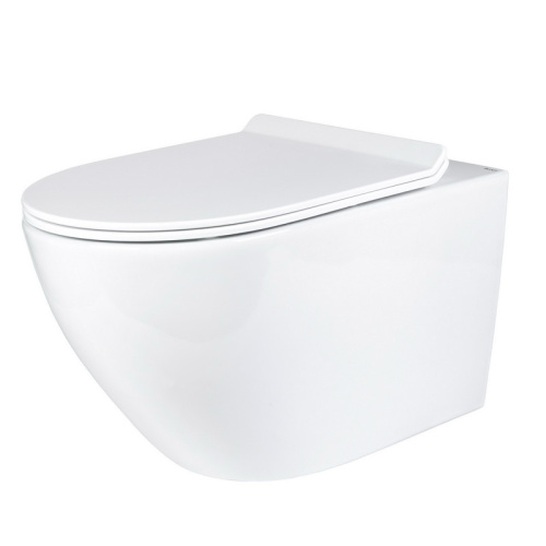 Унитаз подвесной Bond Oval F01-10Long белый с сиденьем микролифт безободковый душевой смыв