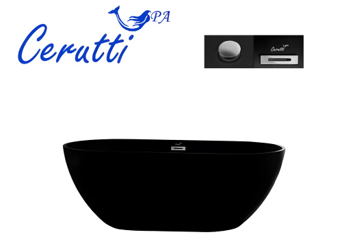 Ванна акриловая Cerutti SPA CT9906 170х75 отдельностоящая овальная с ножками - фото 4