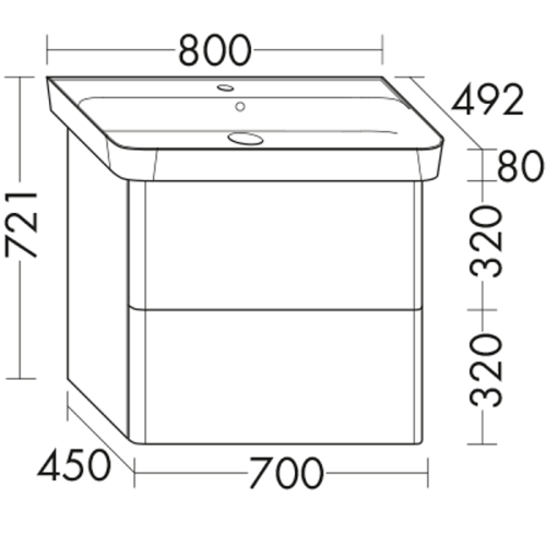 Тумба с раковиной Burgbad Iveo SFEY080F2833G0169C0001*1 80х49х72 подвесная цвет белый глянцевый - фото 2