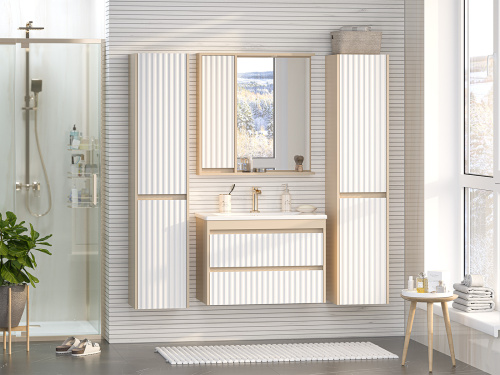 Зеркало-шкаф Brevita Balaton BAL-04080-03-01Л 78х14х80 подвесной цвет белый/бежевый - фото 5