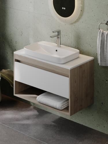 Раковина из сантехнического фарфора Teymi Solli T51246 61х40 полувстраиваемая цвет белый 1 отверстие под смеситель - фото 4