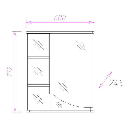 Зеркало-шкаф Onika Виола 206003 60х25х71 подвесной цвет коричневый - фото 3
