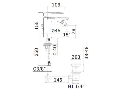 Смеситель Mamoli Sadler 56010000605K на биде черный матовый - фото 2